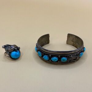 Navajo Turquoise and Silver Jewelry Set